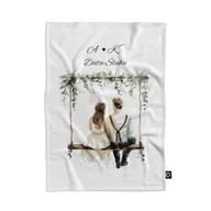 Koce - Koc pluszowy ślubny wzór LS24 | rustykalne para młoda 150 x 200 cm - miniaturka - grafika 1