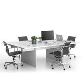 Biurka - Stół DOUBLE SOLID + 2x rozszerzenie blatu, 2400 x 1650 x 743 mm, biały - miniaturka - grafika 1