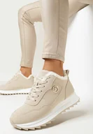 Moda i Uroda OUTLET - Beżowe Sneakersy na Platformie z Futerkiem Egiapia - miniaturka - grafika 1