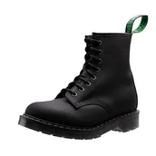 Botki męskie - glany SOLOVAIR - 8 EYE DERBY BOOT (BLACK GREASY) S8-551-BG-G-44 - miniaturka - grafika 1