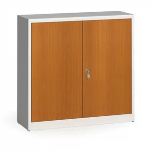 ALFA 3 Szafy spawane z laminowanymi drzwiami, 1150 x 1200 x 400 mm, RAL 7035/czereśnia 1261188 - Szafy biurowe - miniaturka - grafika 1