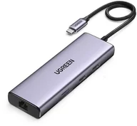 Kable - UGREEN Czytnik kart 9w1 wielofunkcyjny HUB USB Typ C - 2x USB 3.2 Gen 1 / 1x USB 2.0 / 2x HDMI 4K 60Hz / SD i TF / USB Typ C PD 100W / Ethernet RJ45 szary (90119 CM490) 90119 CM490 - miniaturka - grafika 1