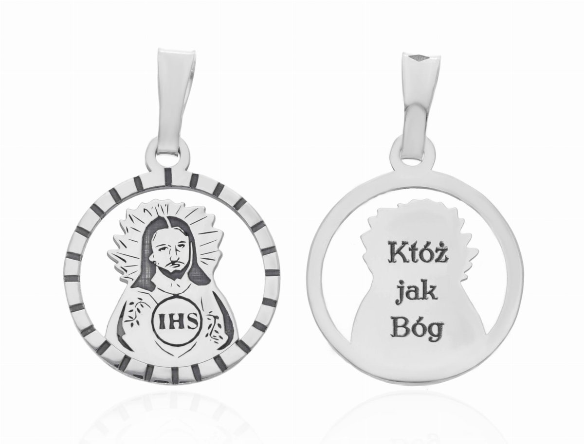 Srebrny medalik Ag 925 rodowany Jezus MDC090R