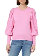 Swetry damskie - ONLY damski sweter z dzianiny, szczegóły na rękawach, Fuksja Ró?owy, M - miniaturka - grafika 1