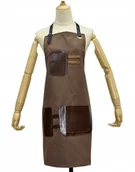 Peleryny fryzjerskie - Fartuch fryzjerski barberski skórzany peleryna do strzyżenia barber brązowy - miniaturka - grafika 1