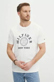 Koszulki męskie - Tommy Hilfiger t-shirt bawełniany męski kolor biały z nadrukiem MW0MW34437 - grafika 1