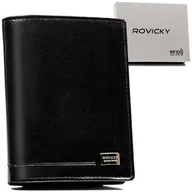Portfele - ROVICKY Męski portfel bez zapięcia pionowy duży ze skóry naturalnej czarny elegancki na prezent rozbudowany na karty antykradzieżowy ochrona RFID - miniaturka - grafika 1