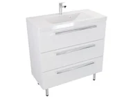 Szafki łazienkowe - Szafka Stojąca Z Umywalką ATH 80 cm - Biały Mat - Uchwyty Chromowane - miniaturka - grafika 1
