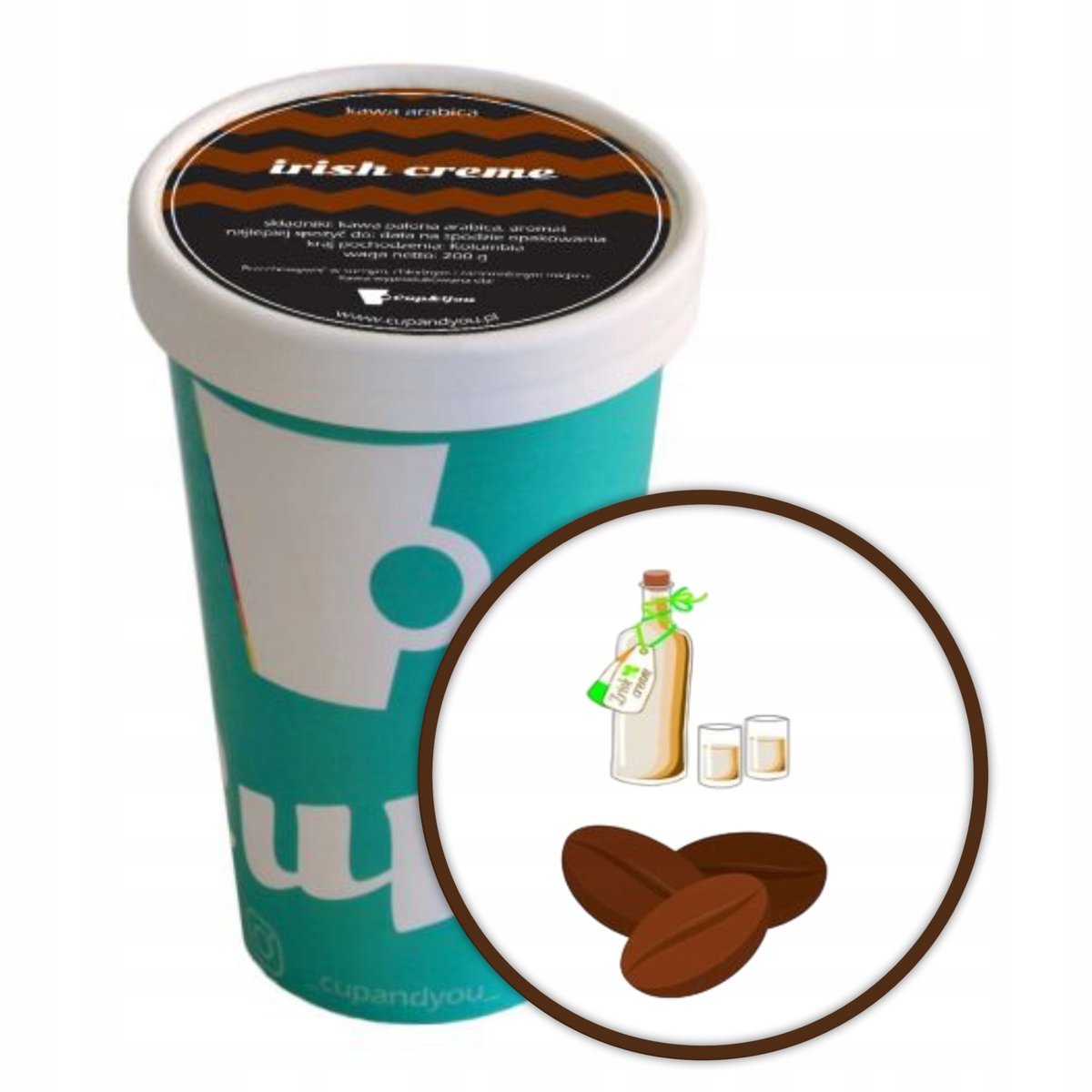 Kawa aromatyzowana w ziarnie smak IRISH CREME ARABICA Cup&You 200g ekstra - smakowa uczta dla podniebienia