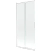 Parawany nawannowe - Mexen Fox parawan nawannowy 2-skrzydłowy przesuwny 85 x 150 cm, transparent, biały - 891-085-002-20-00 - miniaturka - grafika 1
