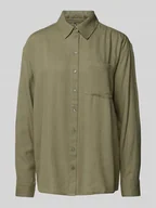 Koszule damskie - Bluzka koszulowa o kroju relaxed fit z mieszanki wiskozy i lnu model ‘PIA’ - miniaturka - grafika 1