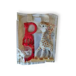 Żyrafa Sophie (Sophie La Girafe) Zestaw Naturalny Czerwony Gryzak z Grzechotką czerwoną - >>> DARMOWA od 99zł <<<- - Gryzaki dla dzieci - miniaturka - grafika 1