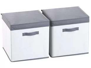 Zestaw 2 pudełek do przechowywania z pokrywą Pearl - biało-szary - Pudełka i szkatułki - miniaturka - grafika 1