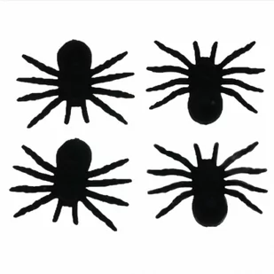 PAJĄKI DEKORACYJNE WELUR CZARNE 10cm 4szt - Halloween - miniaturka - grafika 1
