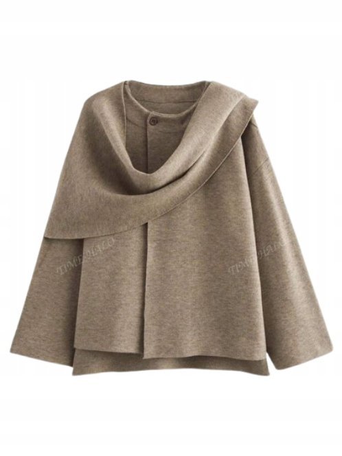 SHEIN DAMSKI SWETER BRĄZOWY Z DŁUGIM RĘKAWEM L ŁYF