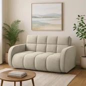 Sofy i kanapy - Sofa z Funkcją Spania DEVERIO 3-osobowa Rozkładana Beżowa Nowoczesna - miniaturka - grafika 1