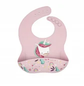 Śliniaki i fartuszki - SASSI Śliniak silikonowy z kieszonką jednorożec SASSI - miniaturka - grafika 1