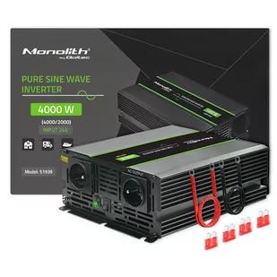 Qoltec Przetwornica napięcia Monolith 2000W 4000W 24V na 230V Czysty Sinus - Przetwornice samochodowe - miniaturka - grafika 1