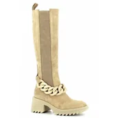 Kozaki damskie - Beżowe kozaki na platformie CARINII - Carinii - miniaturka - grafika 1