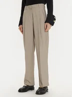 Spodnie damskie - Vero Moda Spodnie materiałowe Meli 10319631 Beżowy Straight Fit - miniaturka - grafika 1