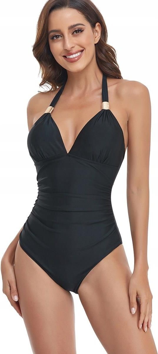 Jednoczęściowy Strój Kąpielowy Wyszczuplający Czarny M
