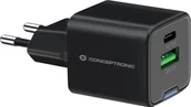 Ładowarki samochodowe - Ładowarka Conceptronic CONCEPTRONIC Ladegerät 2Port 20W,1xUSB-C,1xUSB-A 1.5m sw - miniaturka - grafika 1
