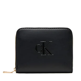 Mały Portfel Damski Calvin Klein Raised Ck Medium Zip LV04F1026G Czarny - Portfele - miniaturka - grafika 1