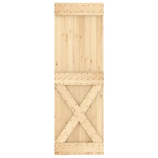 Drzwi przesuwne z osprzętem, 70x210 cm, lite drewno sosnowe 8721012082625 - Drzwi wewnętrzne - miniaturka - grafika 5