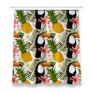 Gotowa zasłona z nadrukiem 150x160 Tukan i Ananas, Fabricsy - Zasłony - miniaturka - grafika 1