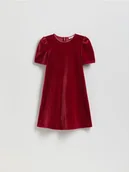 Sukienki i spódniczki dla dziewczynek - Reserved - Welurowa sukienka - czerwony - miniaturka - grafika 1
