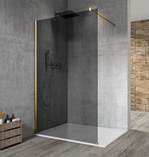 GELCO Kabina prysznicowa narożna VARIO GOLD WALK IN 80x200 profil złoty szkło dymione z powłoką Coated Glass bez wspornika GX1380GX1016 - Kabiny prysznicowe - miniaturka - grafika 1