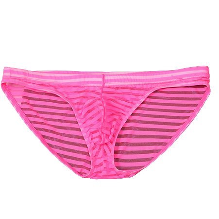 Sexowne Przeźroczyste Męskie Slipy w Paski - XXL