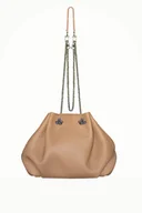 Torebki damskie - Midi worek Retro cielisty groszek - miniaturka - grafika 1