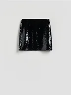 Spódnice - Reserved - Cekinowa spódnica mini - czarny - miniaturka - grafika 1
