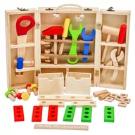 Zabawki interaktywne dla dzieci - Skrzynia Narzędziowa Do Zabawy Dla Dziecka Składana Drewniana Z Narzędziami - miniaturka - grafika 1
