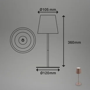 Briloner Lampa stołowa LED 7508012, brązowa, 2 700 K IP44 ściemniacz dotykowy - Lampy stojące - miniaturka - grafika 1