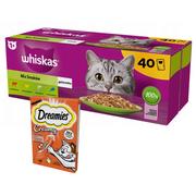 Mokra karma dla kotów - WHISKAS smaki rybne i tradycyjne 40x85g+dreamies - miniaturka - grafika 1