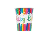 Dekoracje i nakrycia stołu na imprezę - Kubeczki urodzinowe Rainbow Happy Birthday - 266 ml - 8 szt. - miniaturka - grafika 1