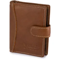 Portfele - Męski portfel skórzany wizytownik Wild Horse 24 brązowy z białymi akcentami • SKLEP PREMIUM ✓ • Kup teraz, zapłać za 30 dni | RATY 0% | GRATIS WYSYŁKA | ZWROT DO 365 DNI - miniaturka - grafika 1