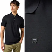 Koszulki męskie - Wrangler POLO SHIRT Black CZARNA BAWEŁNIANA POLÓWKA MAŁE LOGO REGULAR S - miniaturka - grafika 1
