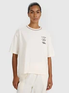 Koszulki i topy damskie - 4F T-shirt oversize z nadrukiem damski - biały L - miniaturka - grafika 1