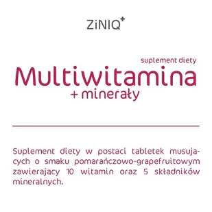 TITLIS SPÓŁKA Z OGRANICZONĄ ODPOWIEDZIALNOŚCIĄ ZINIQ Multiwitamina + minerały 20 tabletek musujących - Witaminy i minerały - miniaturka - grafika 1
