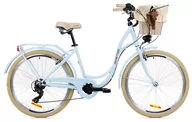 Rowery - Goetze, Rower Miejski Mood 26" NewLine 6 Biegów Błękit Krem , Kosz - miniaturka - grafika 1