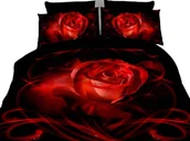 Pościel - Pościel 3D - Róża na Czarnym tle - 140x200 3 części - miniaturka - grafika 1