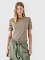 Koszulki i topy damskie - 4F T-shirt slim gładki damski - brązowy XS - miniaturka - grafika 1