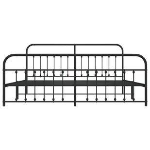 Metalowa rama łóżka z wezgłowiem i zanóżkiem, czarna, 193x203cm Lumarko! - Łóżka - miniaturka - grafika 7