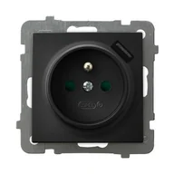 Gniazdka elektryczne - Ospel gniazdo pojedyncze z ładowarką USB  AS - czarny metalik - miniaturka - grafika 1