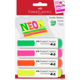 Faber Castell Markery do tkanin 4 kolory neonowe FABER CASTELL 440679 - Markery permanentne - miniaturka - grafika 2