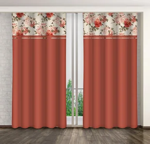 Zasłona Gotowa Na Żabki, 160X250, Pomarańczowa W Kwiaty, Zmk-003 - Zasłony Zasłona Gotowa Na Żabki, 160X250, Pomarańczowa W Kwiaty, Zmk-003 - Zasłony - miniaturka - grafika 1