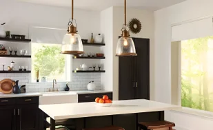 Lampa wisząca Hobson - kolor mosiądz, transparentny - FE/HOBSON/P/M AB - Lampy sufitowe - miniaturka - grafika 1